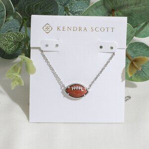 Kendra Scott Football Silver Orange Goldstone Short Pendant Necklace